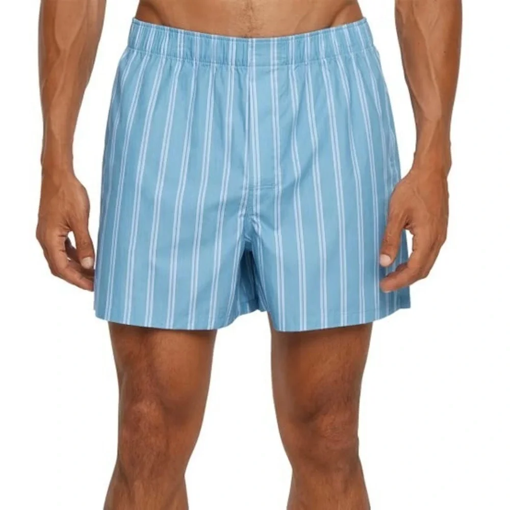 Banana Republic Woven Cotton Boxers Mens XL Blue Plaid Stripe Solid 3-Pack NIB